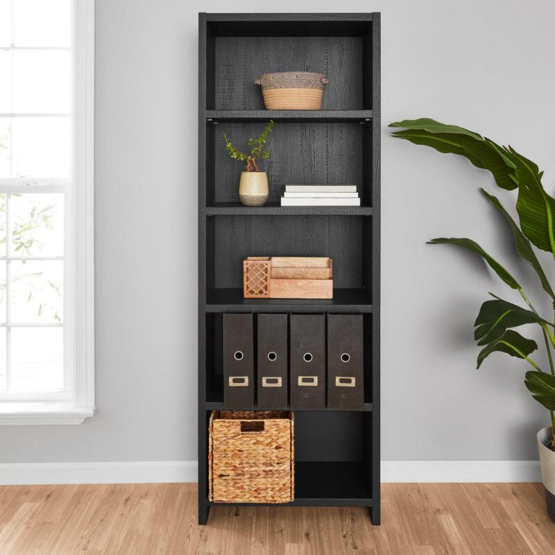 Mainstays Westley 5 Shelf Bookcase, Black Finish