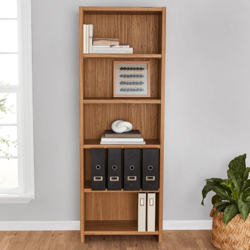 Mainstays Westley 5 Shelf Bookcase, Walnut Finish