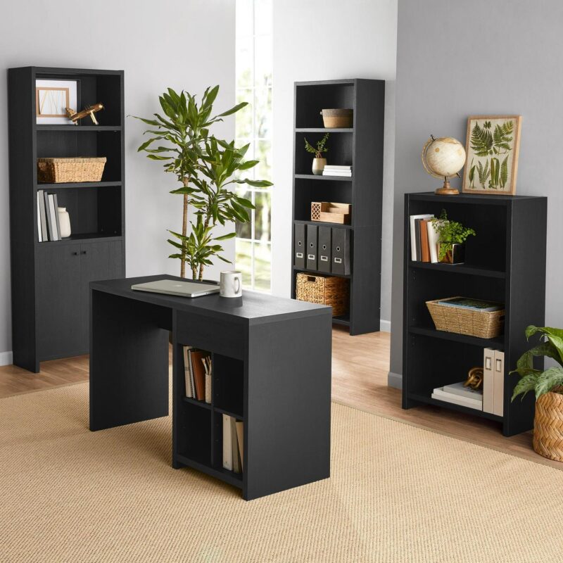 Mainstays Westley 5 Shelf Bookcase with Doors, Black Finish - Image 2