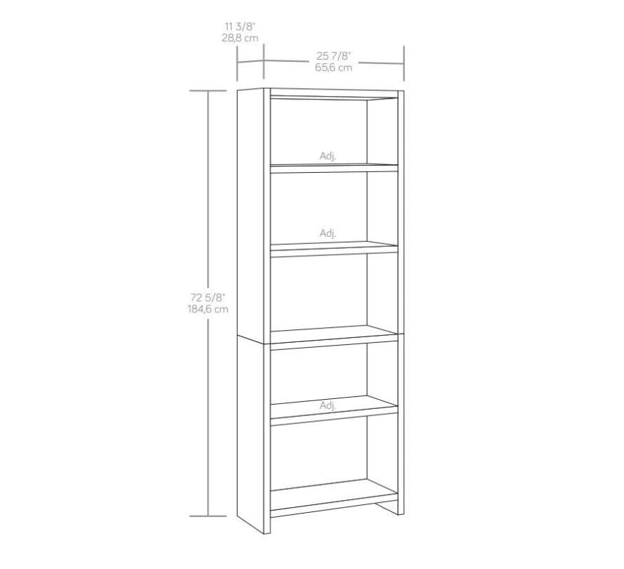 Mainstays Westley 5 Shelf Bookcase, Walnut Finish - Image 7