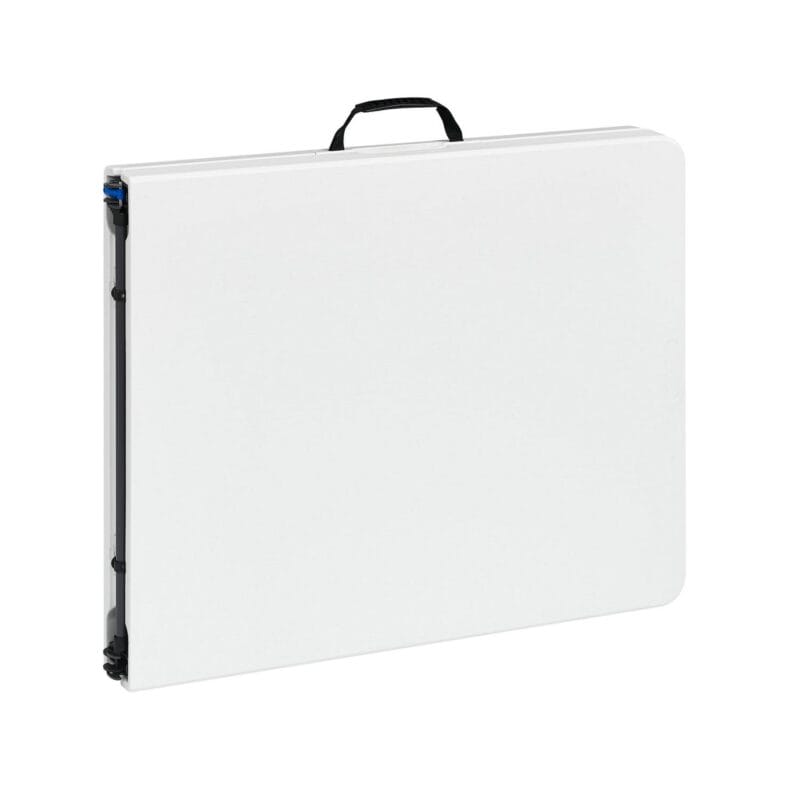 Mainstays White 6 Foot Fold-in-Half Plastic Table, Indoor Outdoor, Scratch Resistant, Stain and UV Damage, Built-in Carry Handle - Image 4