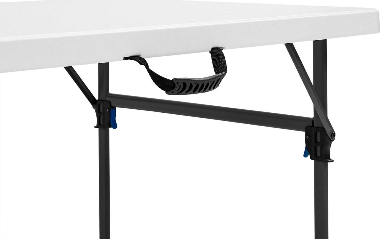 Mainstays White 8 Foot Easy Fold Folding Plastic Table, Heavy Duty, Indoor Outdoor, Stratch Resistant, Stain and UV Damage - Image 5