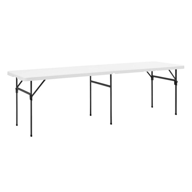 Mainstays White 8 Foot Easy Fold Folding Plastic Table, Heavy Duty, Indoor Outdoor, Stratch Resistant, Stain and UV Damage - Image 10