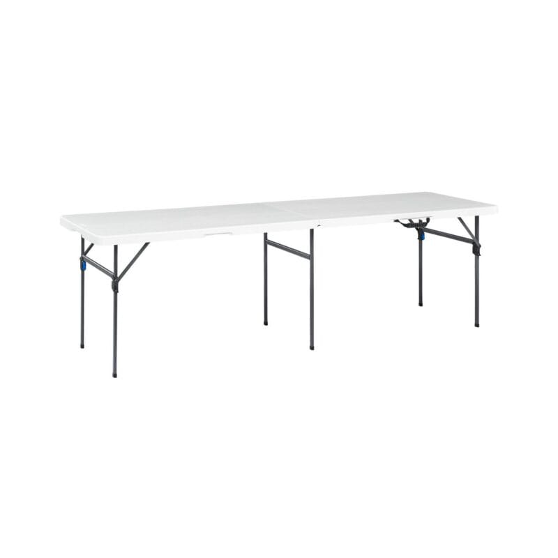 Mainstays White 8 Foot Easy Fold Folding Plastic Table, Heavy Duty, Indoor Outdoor, Stratch Resistant, Stain and UV Damage - Image 2