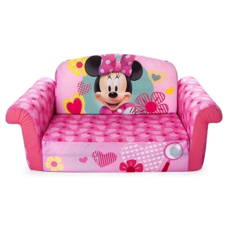 Marshmallow Furniture 2-in-1 Flip-Open Compressed Kids Couch, Minnie Mouse - Image 2