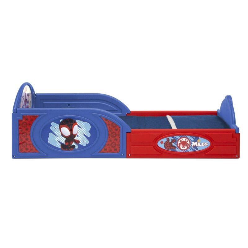 Marvel Spidey and His Amazing Friends Sleep and Play Toddler Bed with Built-In Guardrails by Delta Children, Blue - Image 4