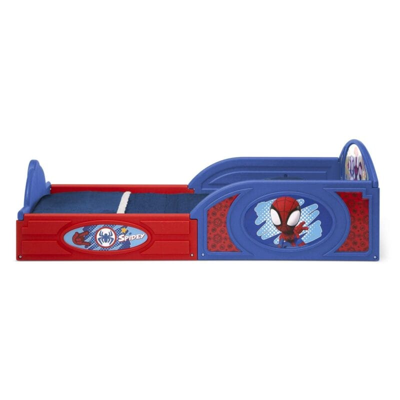 Marvel Spidey and His Amazing Friends Sleep and Play Toddler Bed with Built-In Guardrails by Delta Children, Blue - Image 5