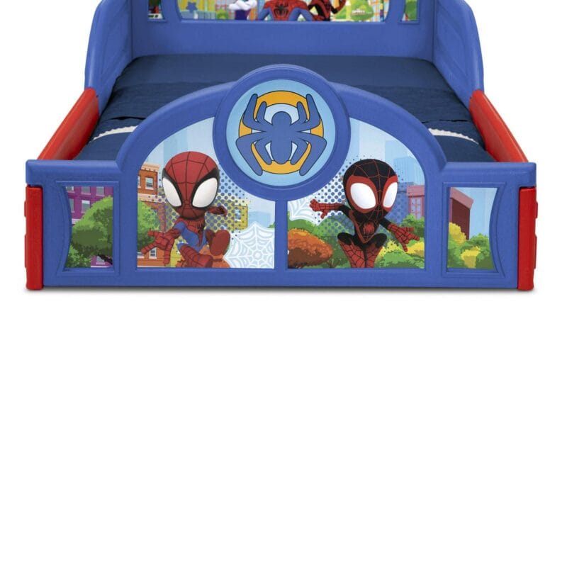 Marvel Spidey and His Amazing Friends Sleep and Play Toddler Bed with Built-In Guardrails by Delta Children, Blue - Image 9