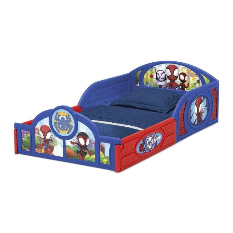 Marvel Spidey and His Amazing Friends Sleep and Play Toddler Bed with Built-In Guardrails by Delta Children, Blue - Image 3
