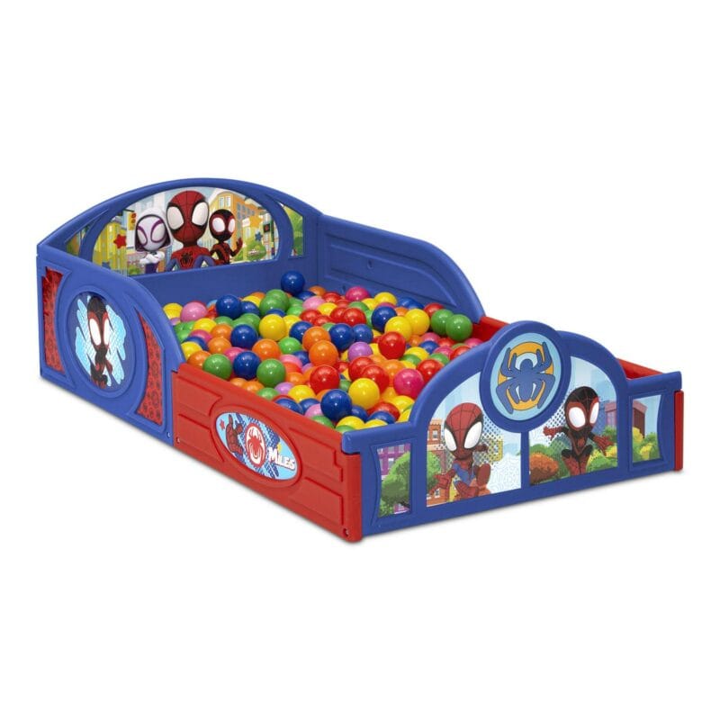 Marvel Spidey and His Amazing Friends Sleep and Play Toddler Bed with Built-In Guardrails by Delta Children, Blue - Image 6