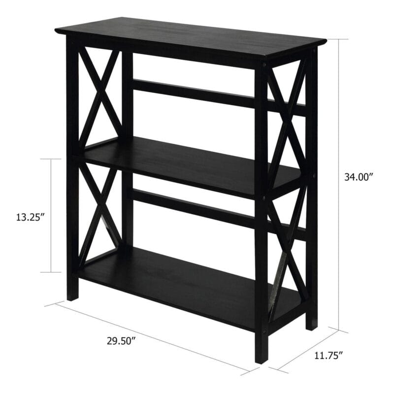 Montego 3-Shelf Bookcase-Black - Image 3