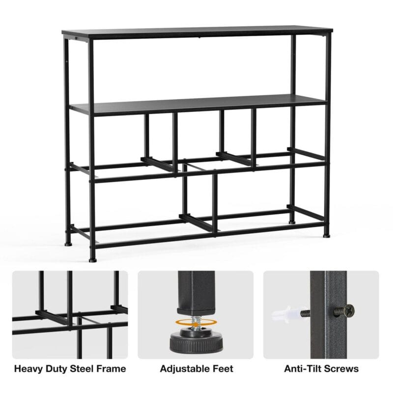 Multi-Purpose Dresser TV Stand with 5 Drawers, Open Shelves and Steel Frame for Bedroom, Living Room, Closet - Fits TV up to 45 Inches, Black - Image 6