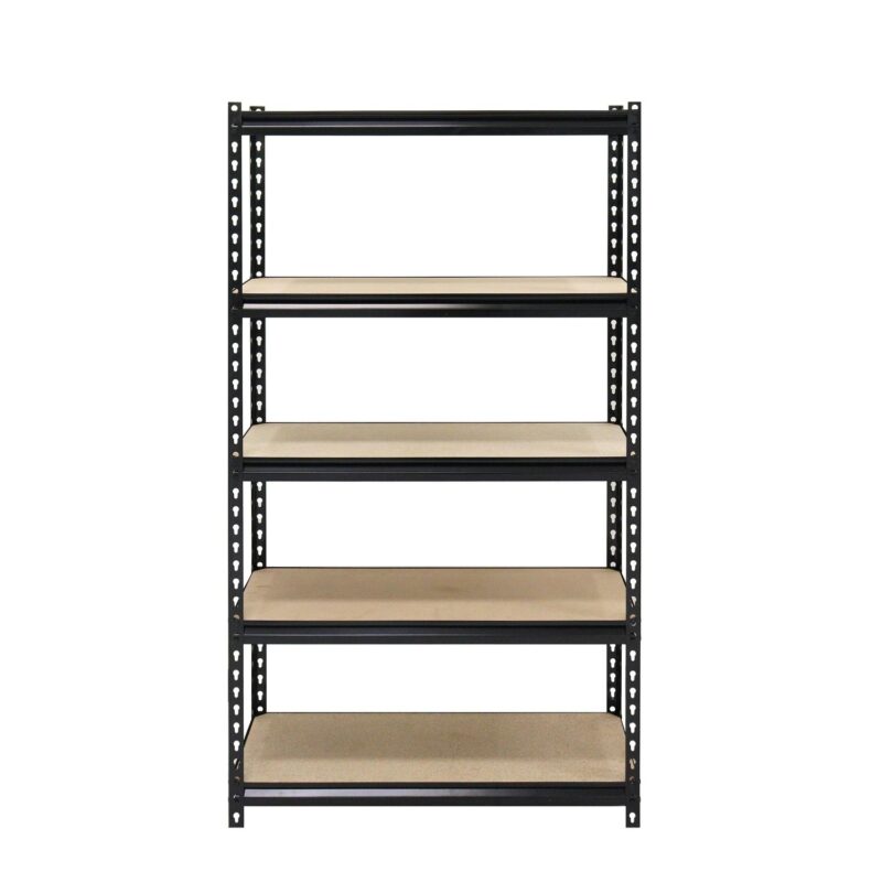 Muscle Rack 30 W x 12 D x 60 H, 5-Tier Steel Shelving, 500 lbs. Capacity per Shelf, Black