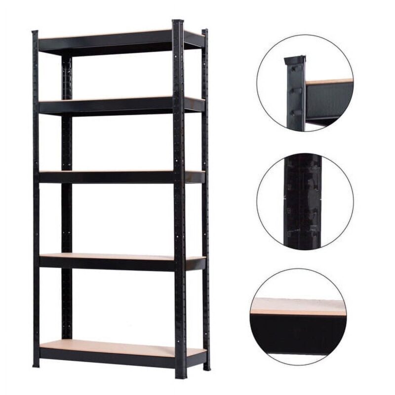 Muscle Rack 30 W x 12 D x 60 H, 5-Tier Steel Shelving, 500 lbs. Capacity per Shelf, Black - Image 2