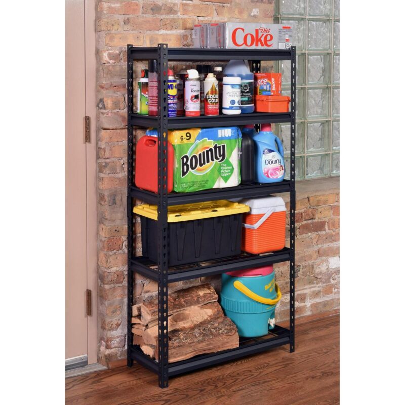 Muscle Rack 30 W x 12 D x 60 H 5-Tier Steel Shelving with Wire Decking; 2,500 lb. Total Capacity; Black - Image 9