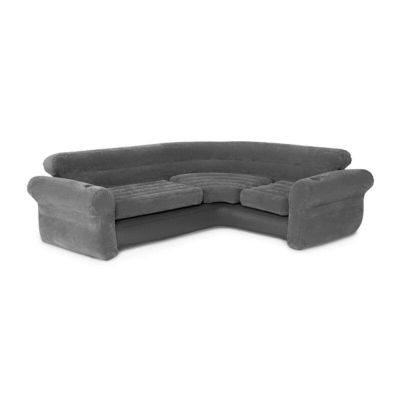 Open Box Intex Inflatable Indoor Corner Couch Sectional Sofa w/ Cupholders Gray - Image 6