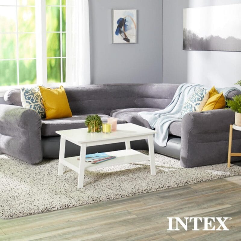 Open Box Intex Inflatable Indoor Corner Couch Sectional Sofa w/ Cupholders Gray - Image 5