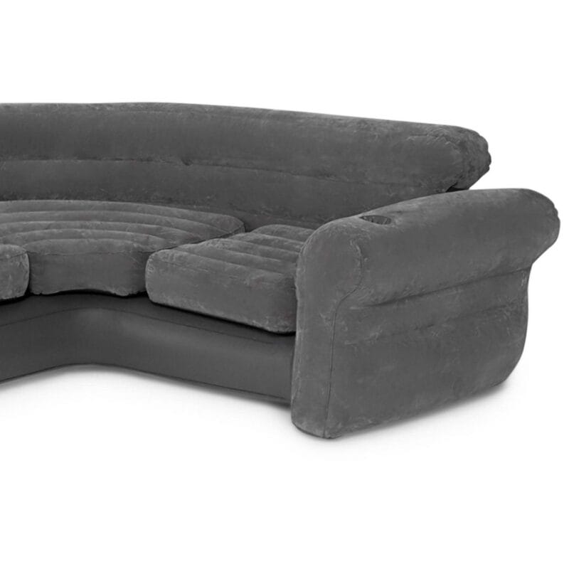 Open Box Intex Inflatable Indoor Corner Couch Sectional Sofa w/ Cupholders Gray - Image 8