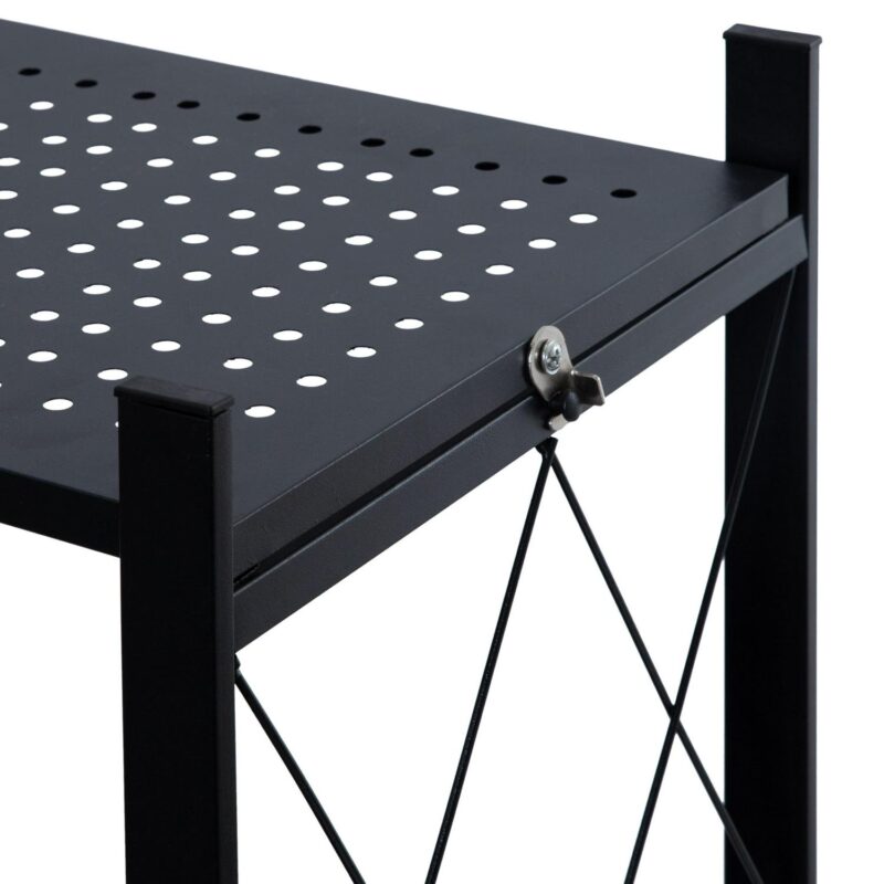 Organize It All 3 Shelf Foldable Metal Storage Shelves, Wheels, Adult, Kitchen, Laundry Room, Black - Image 10