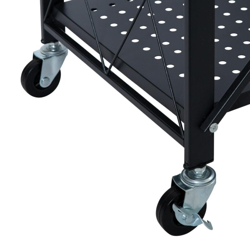 Organize It All 3 Shelf Foldable Metal Storage Shelves, Wheels, Adult, Kitchen, Laundry Room, Black - Image 12