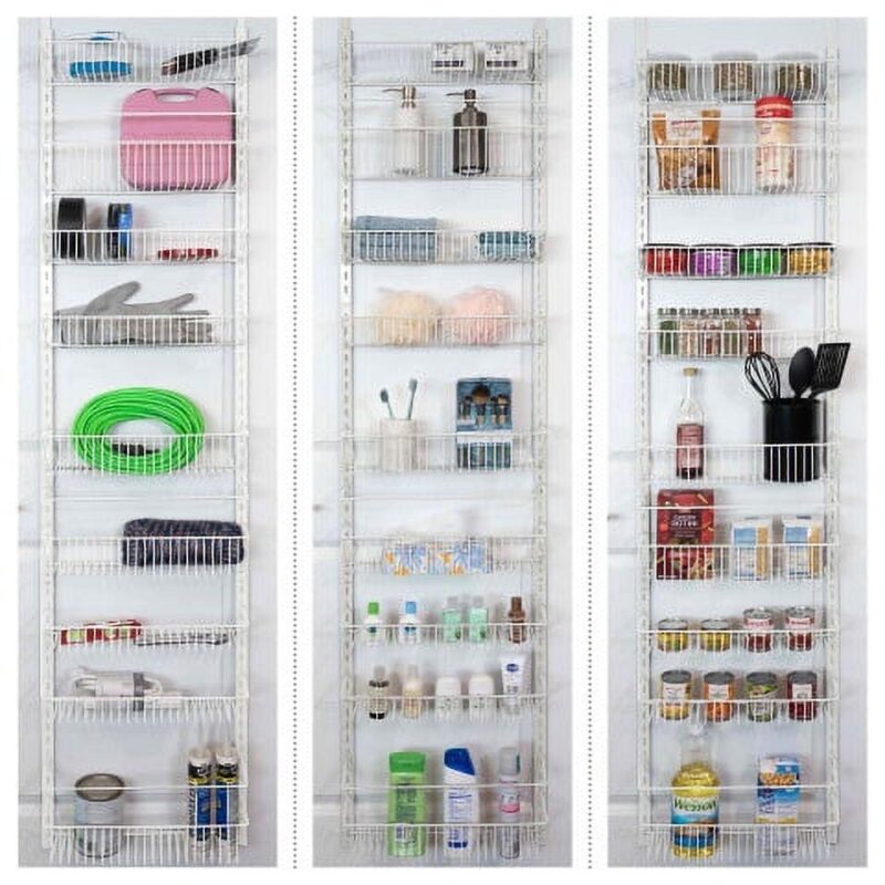 Over the Door Organizer - Hanging Wall Rack for Closet, Bathroom, or Kitchen Organization and Storage - Metal Pantry Shelves by Home-Complete (White) - Image 5