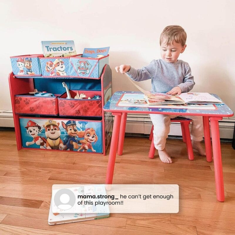 Paw Patrol 4-Piece Toddler Playroom Set a Includes Table, 2 Chairs and Toy Bin, Blue - Image 5