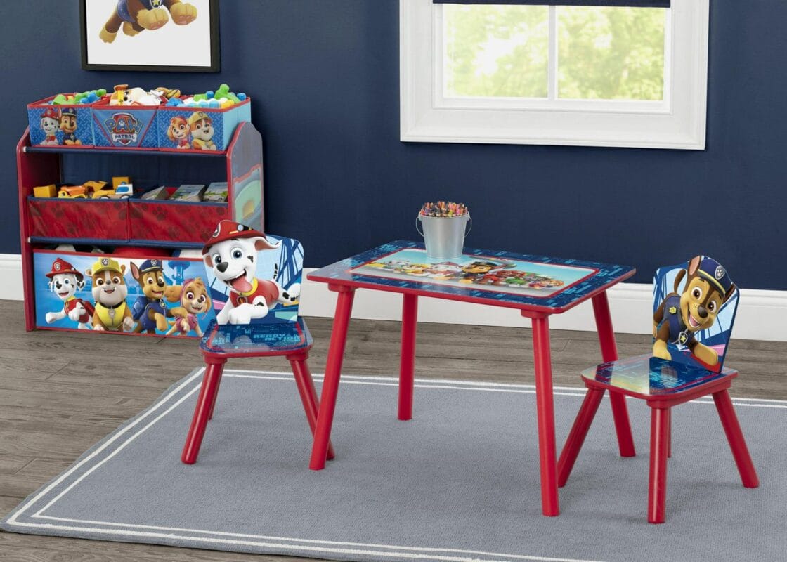 Paw Patrol 4-Piece Toddler Playroom Set a Includes Table, 2 Chairs and Toy Bin, Blue - Image 10