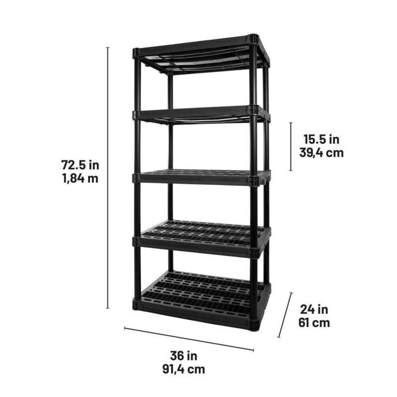 Plano 5-Shelf Extra Heavy Duty Plastic Storage Shelf Unit, 72.5a x 36a x 24a , 1000lb Capacity - Image 3