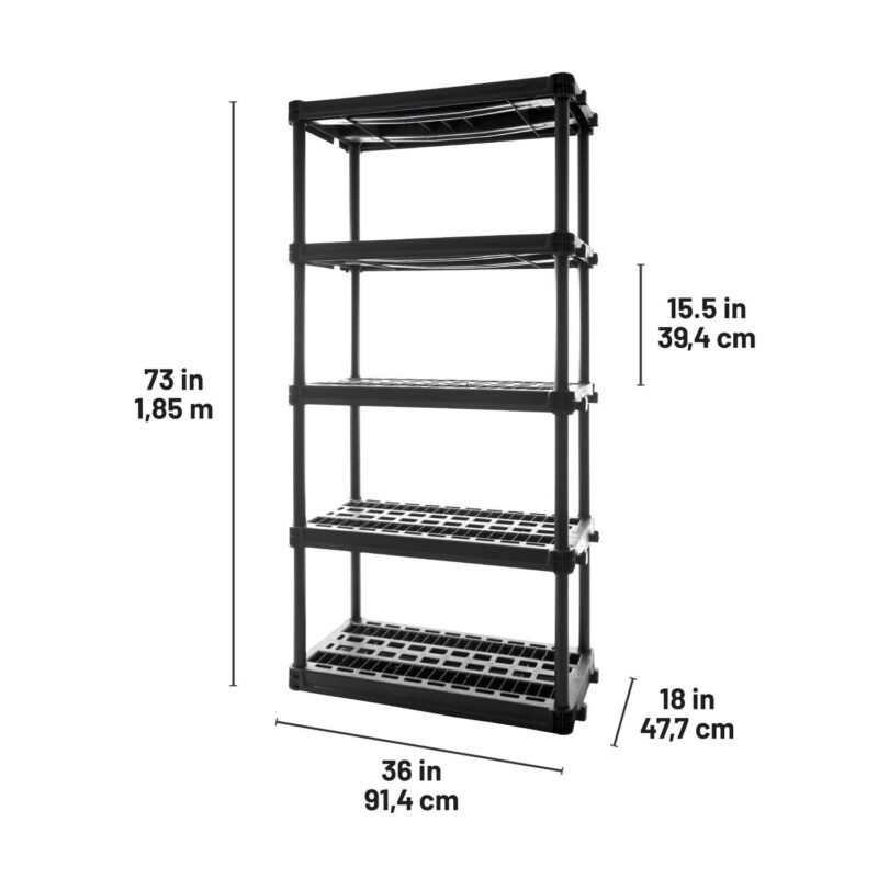 Plano 5-Shelf Heavy Duty Plastic Storage Shelves, 73a x 36a x 18a , 750lb Capacity - Image 3
