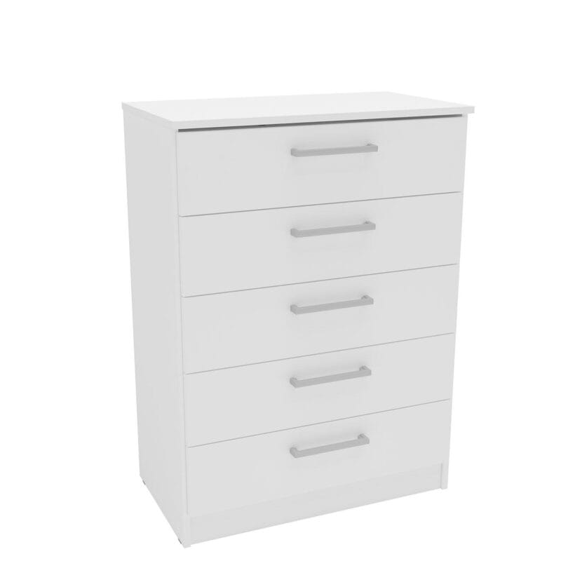 Polifurniture Juliette Modern 5 Drawer Wood Dresser, White Finish - Image 4