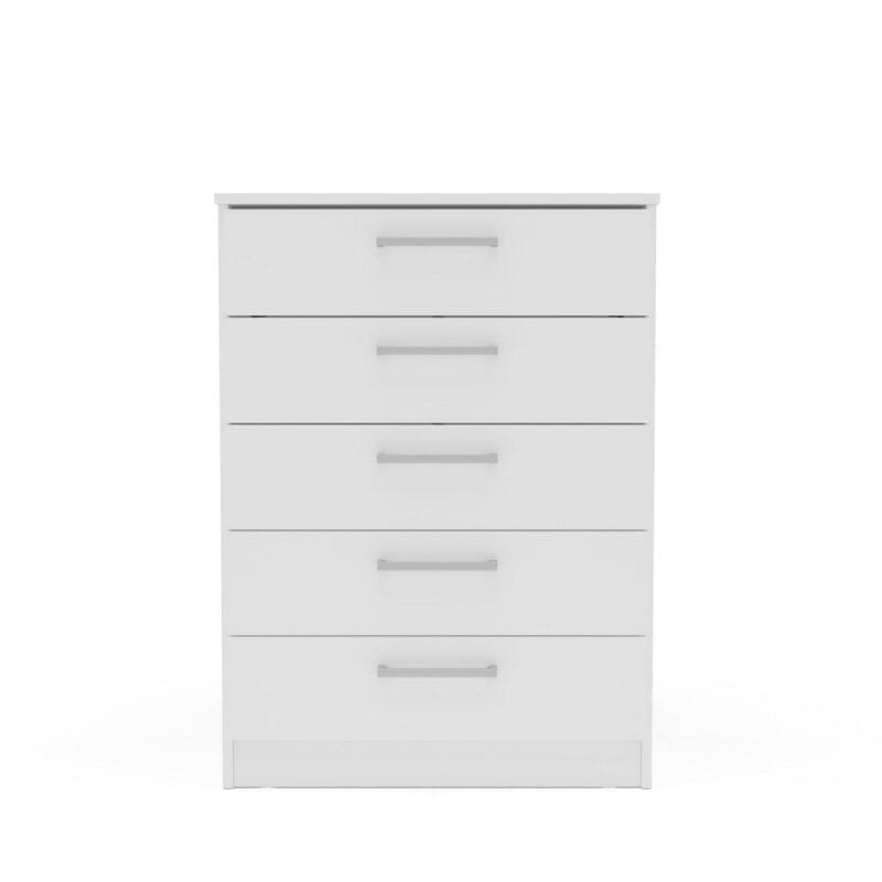 Polifurniture Juliette Modern 5 Drawer Wood Dresser, White Finish - Image 9