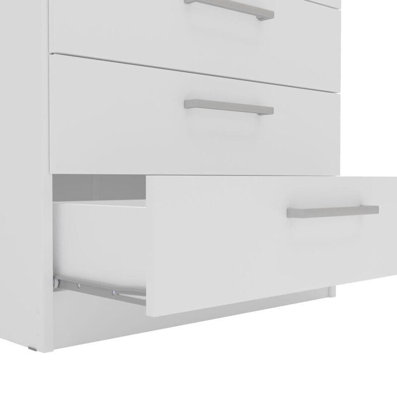 Polifurniture Juliette Modern 5 Drawer Wood Dresser, White Finish - Image 6