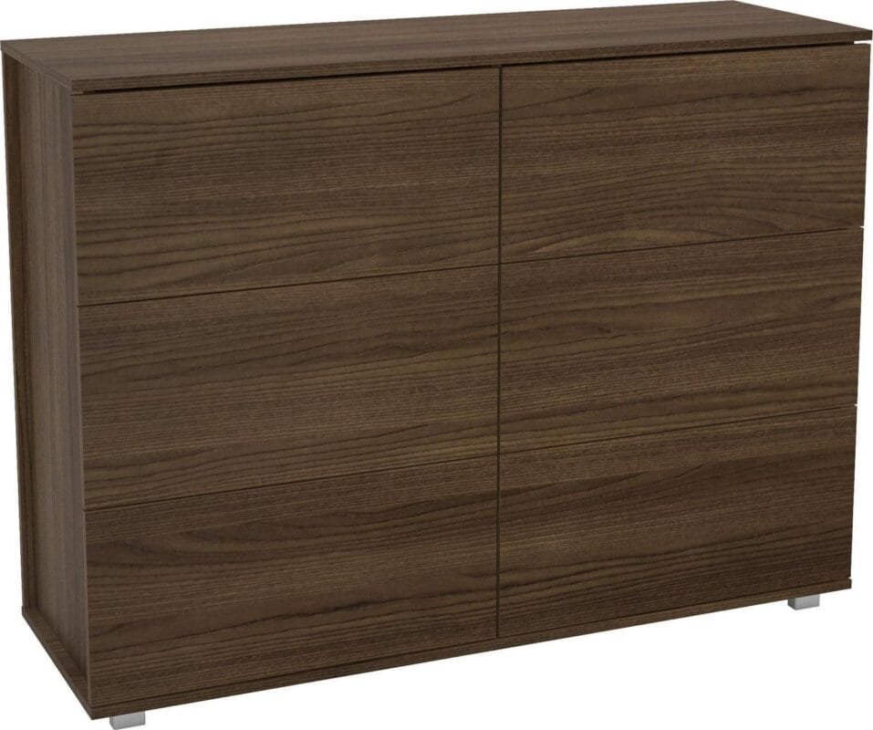 Polifurniture Madison Modern 6 Drawer Wood Double Dresser, Walnut - Image 6