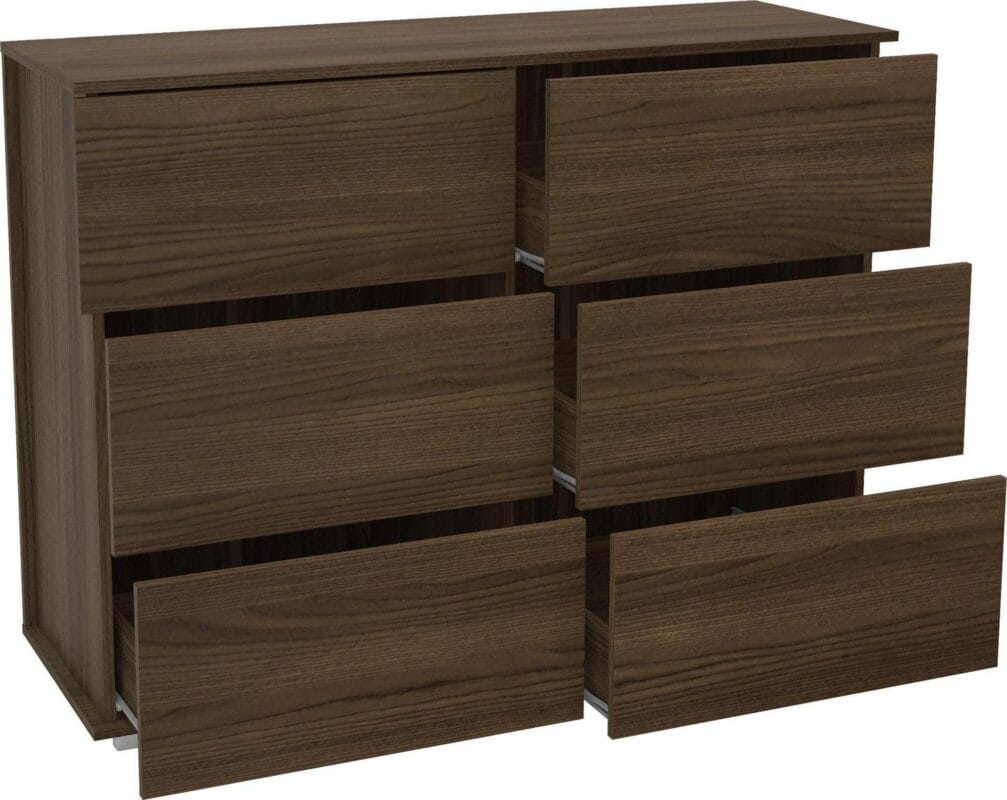 Polifurniture Madison Modern 6 Drawer Wood Double Dresser, Walnut - Image 7