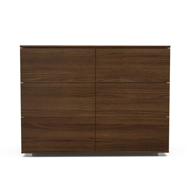 Polifurniture Madison Modern 6 Drawer Wood Double Dresser, Walnut - Image 10