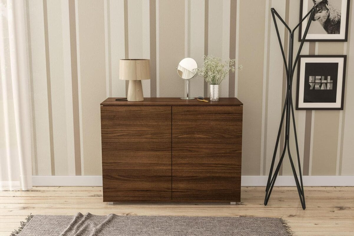 Polifurniture Madison Modern 6 Drawer Wood Double Dresser, Walnut - Image 3
