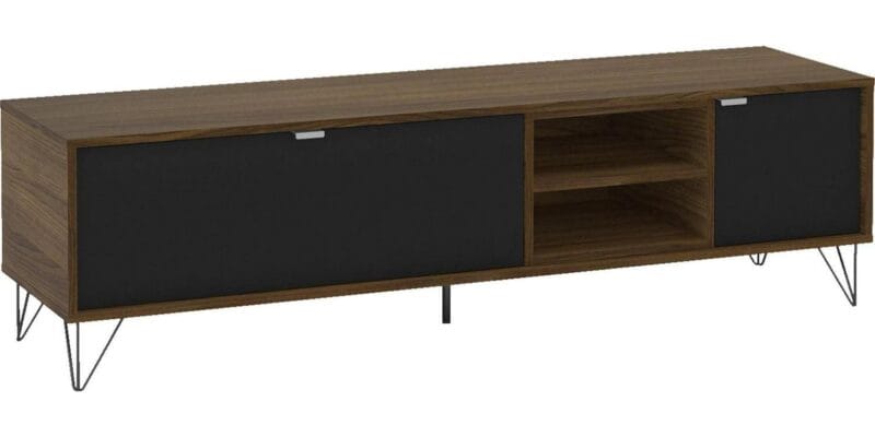 Polifurniture Montreal 2 Door TV Stand for TVs up to 65 , Walnut and Black - Image 2