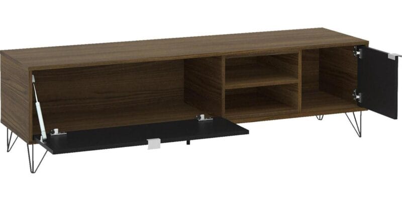Polifurniture Montreal 2 Door TV Stand for TVs up to 65 , Walnut and Black - Image 3