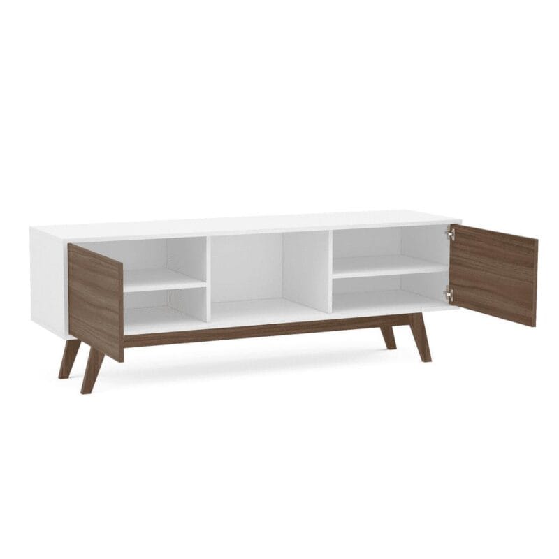 Polifurniture Porto Rico 2 Door TV Stand for TVs up to 65 , White and Walnut - Image 7