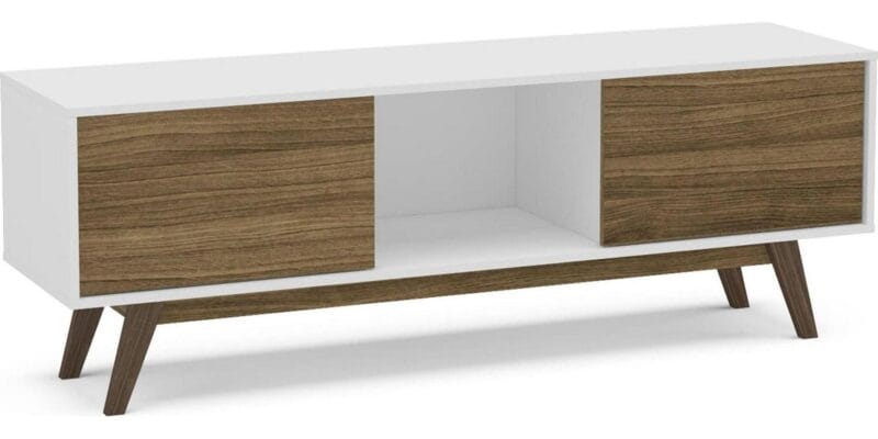 Polifurniture Porto Rico 2 Door TV Stand for TVs up to 65 , White and Walnut - Image 6