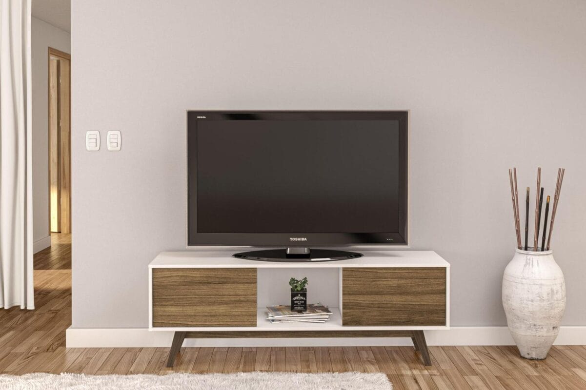 Polifurniture Porto Rico 2 Door TV Stand for TVs up to 65 , White and Walnut - Image 10