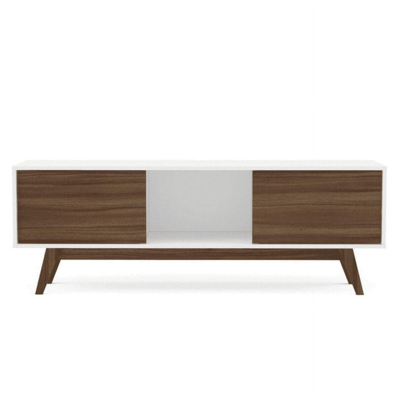 Polifurniture Porto Rico 2 Door TV Stand for TVs up to 65 , White and Walnut