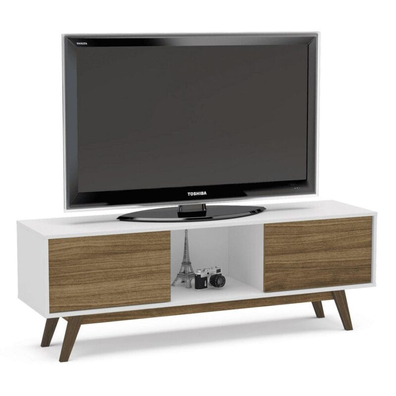 Polifurniture Porto Rico 2 Door TV Stand for TVs up to 65 , White and Walnut - Image 5