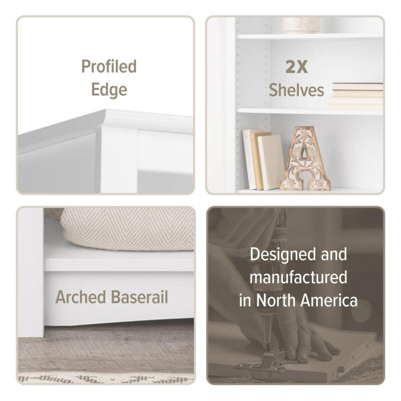 Prepac Home Office 2-Shelf Standard Bookcase with Durable Laminate Finish, White - Image 6