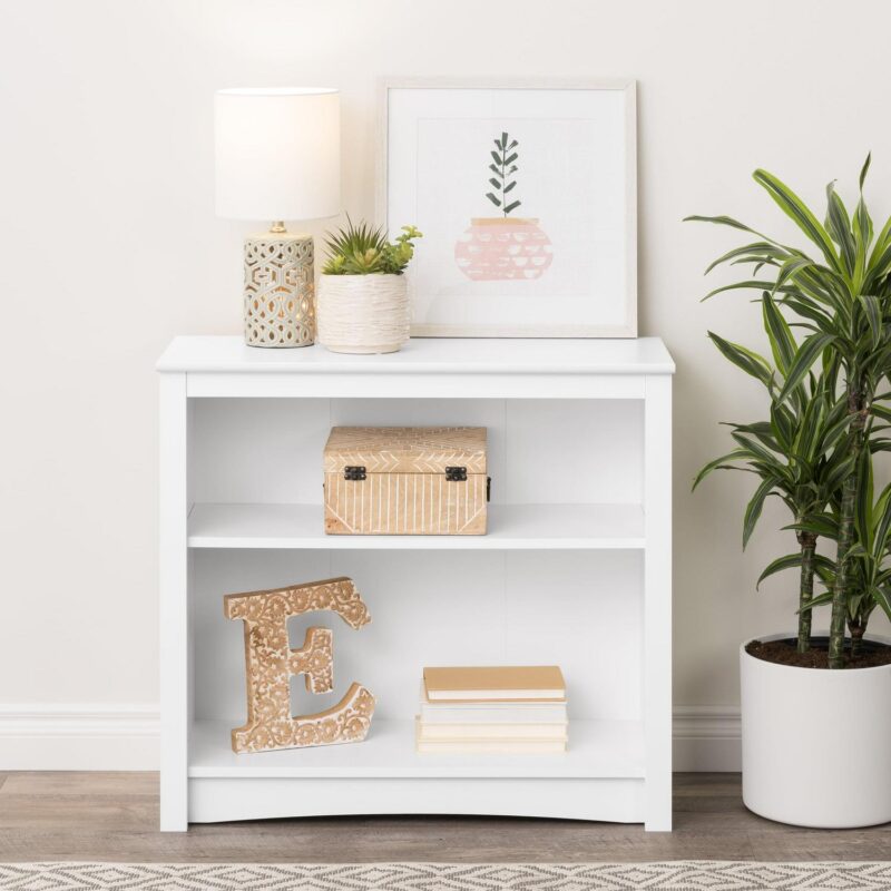 Prepac Home Office 2-Shelf Standard Bookcase with Durable Laminate Finish, White - Image 8