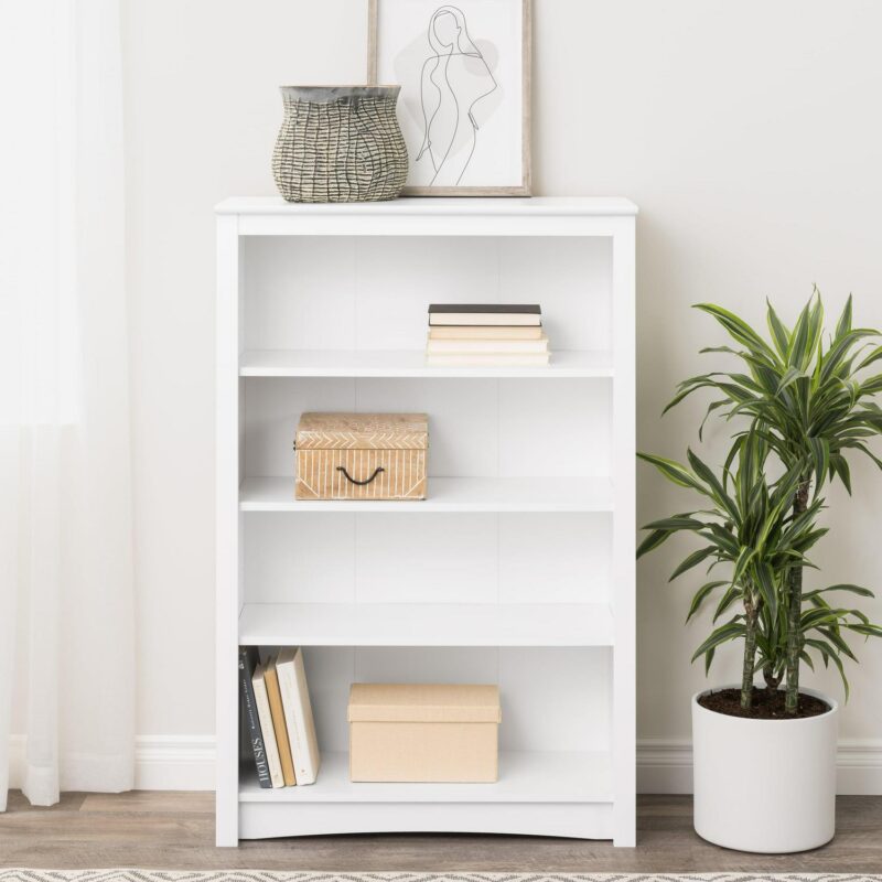 Prepac Home Office 4-Shelf Standard Bookcase with Laminate Finish, White - Image 5