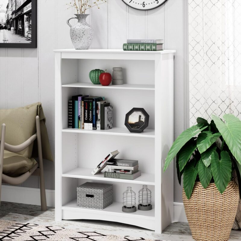 Prepac Home Office 4-Shelf Standard Bookcase with Laminate Finish, White - Image 7