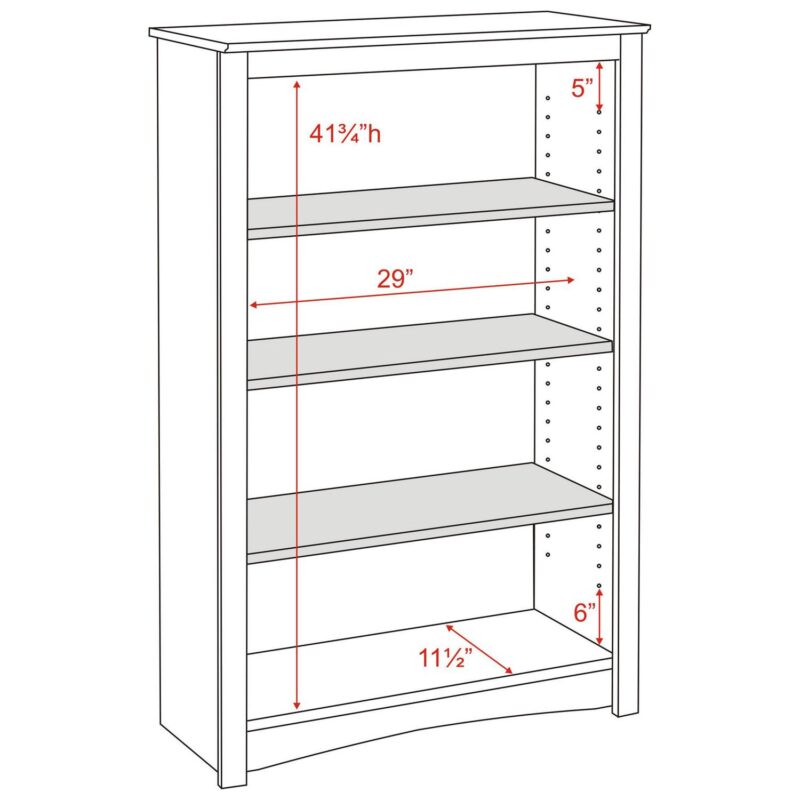 Prepac Home Office 4-Shelf Standard Bookcase with Laminate Finish, White - Image 4
