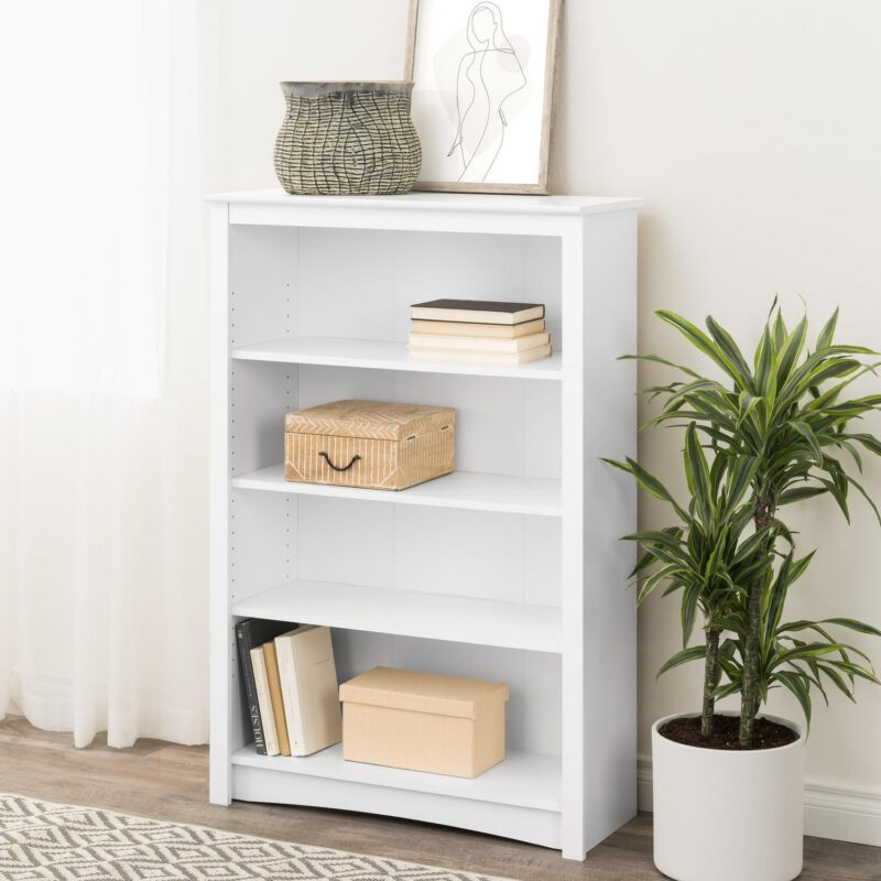 Prepac Home Office 4-Shelf Standard Bookcase with Laminate Finish, White - Image 6