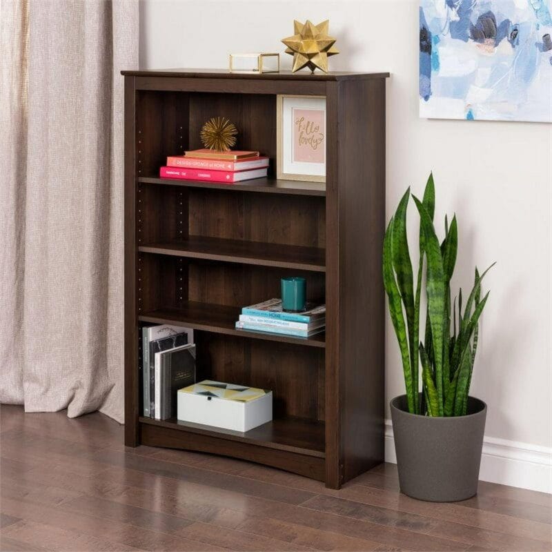 Prepac Home Office Espresso Laminate 4-Shelf Bookcase - Image 6